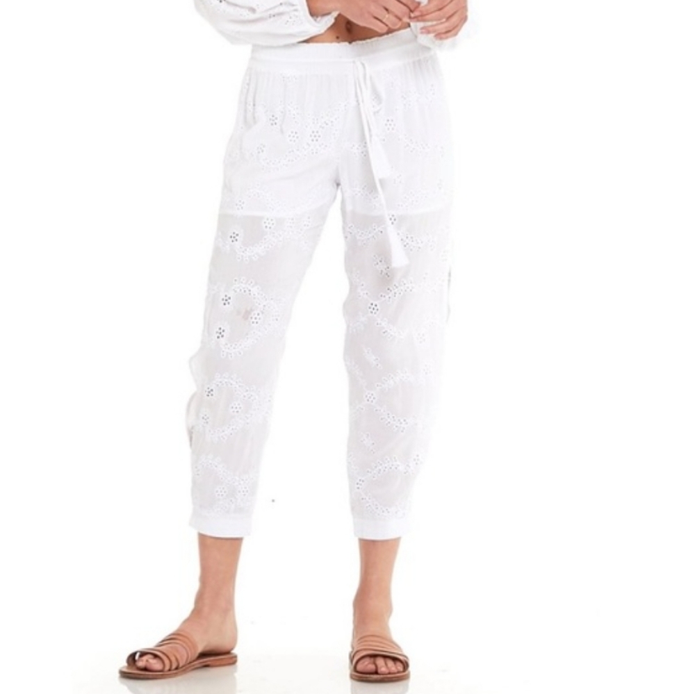 Young Fabulous and Broke white eyelet lace joggers/pants Size XS